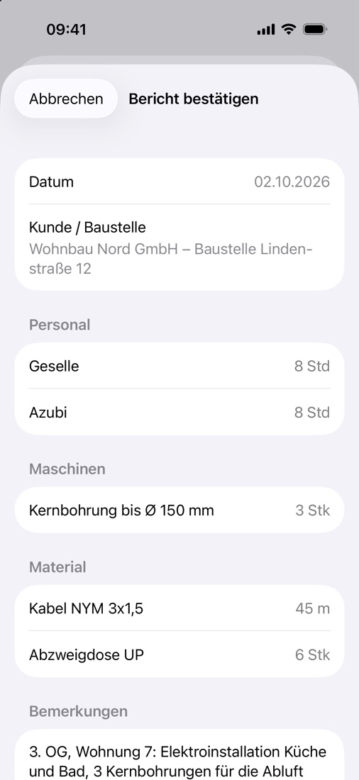 Kunde hat den Bericht bestätigt